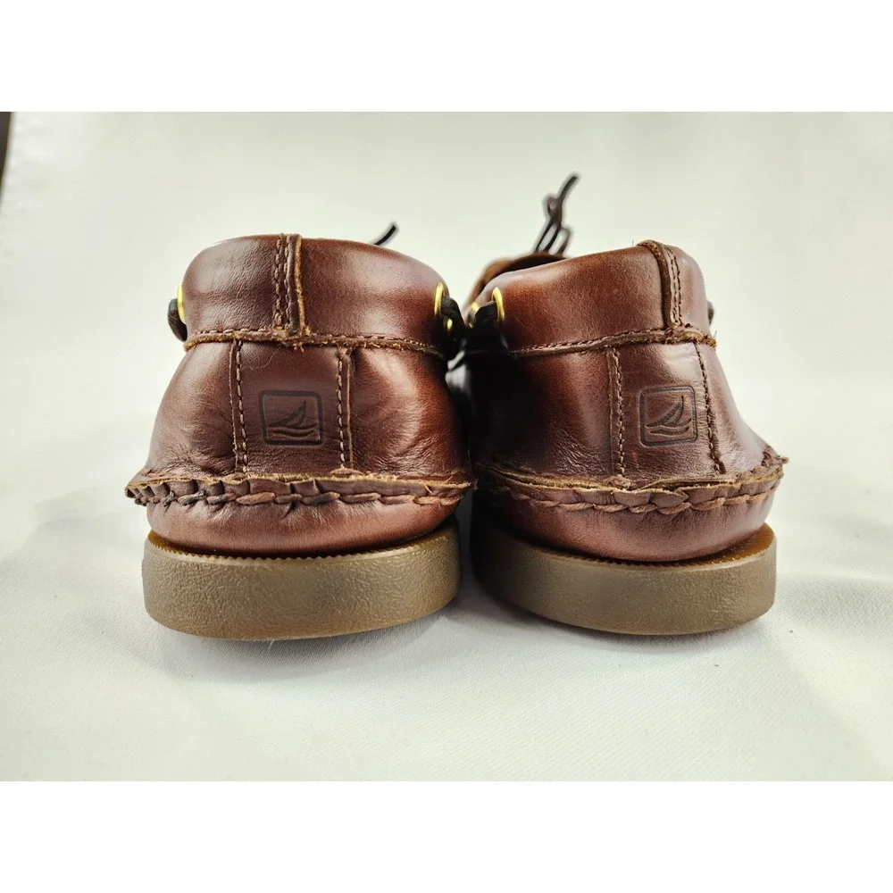 Sperry 2-EYE LEATHER Boat Shoe Deck Water Leather Amaretto Slip On Men's Size 13